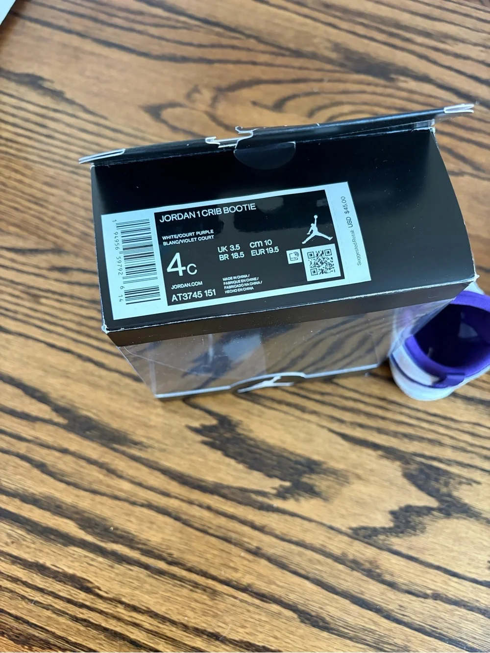 Nike Air Jordan 1 Crib Bootie Court Purple - Size 4C (OG Box) - Baby Shoes